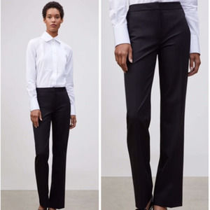 Lafayette 148 Women's "Menswear" Black Virgin Stretch Wool Trousers, Size 4